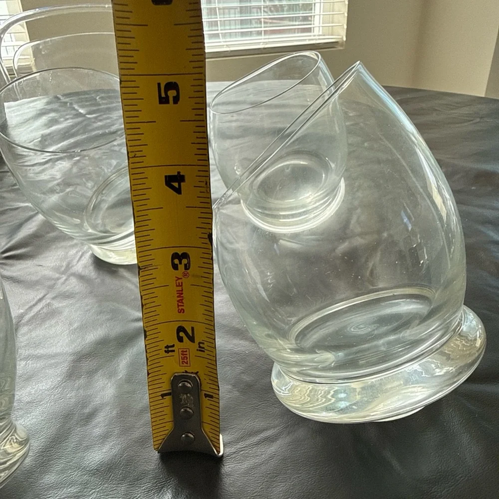 Crate & Barrel Angled Roly Poly Rocking Whiskey Glass Weighted Saturn Base